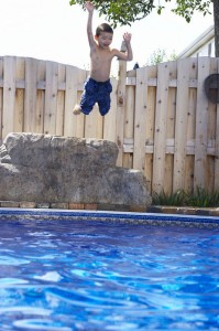 jumping in pool
